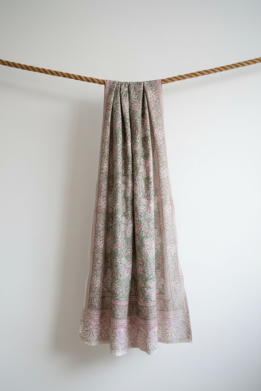 Hand Block Printed Kalamkari Cotton stole