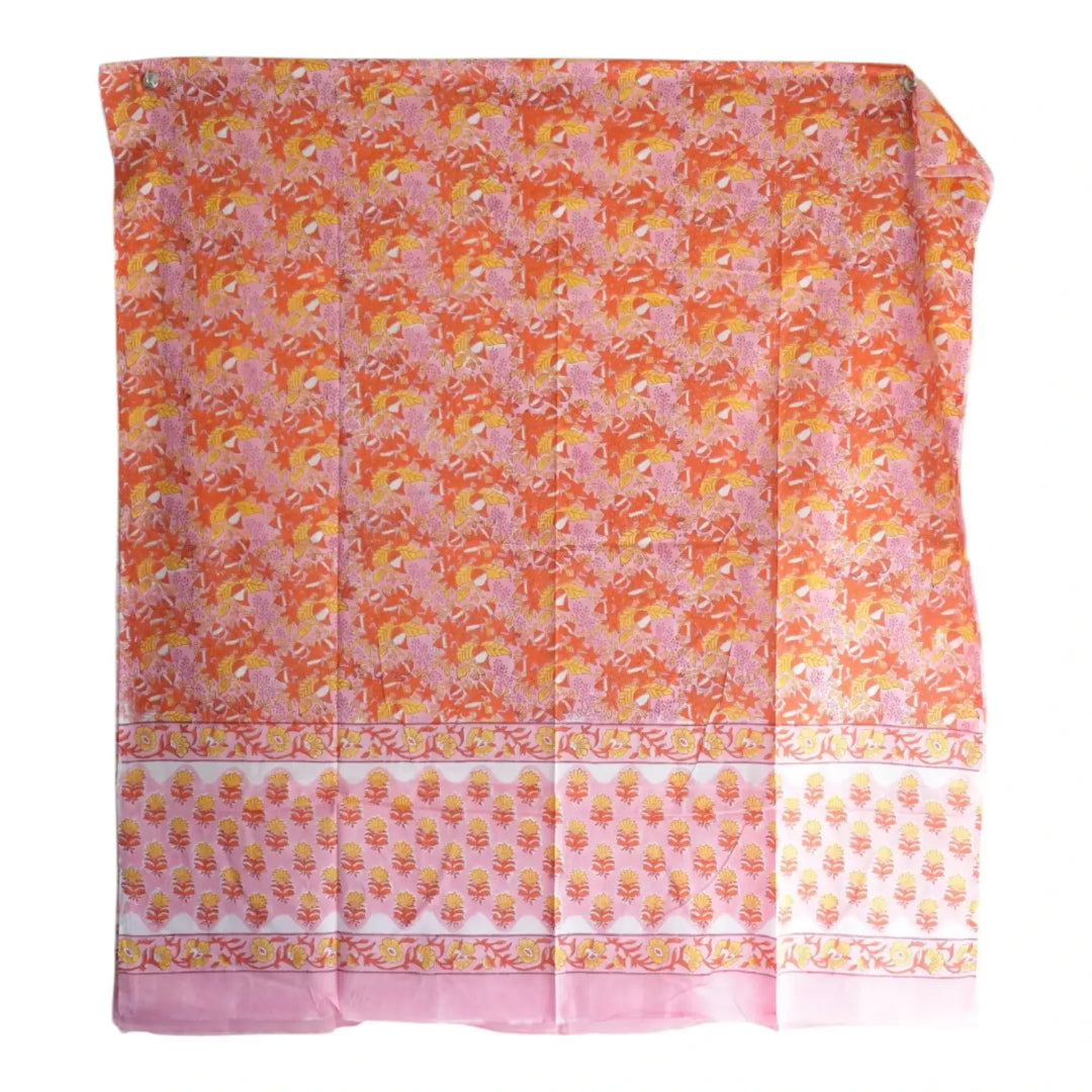 Bagru Hand Block Floral Printed Cotton Mulmul Dupatta
