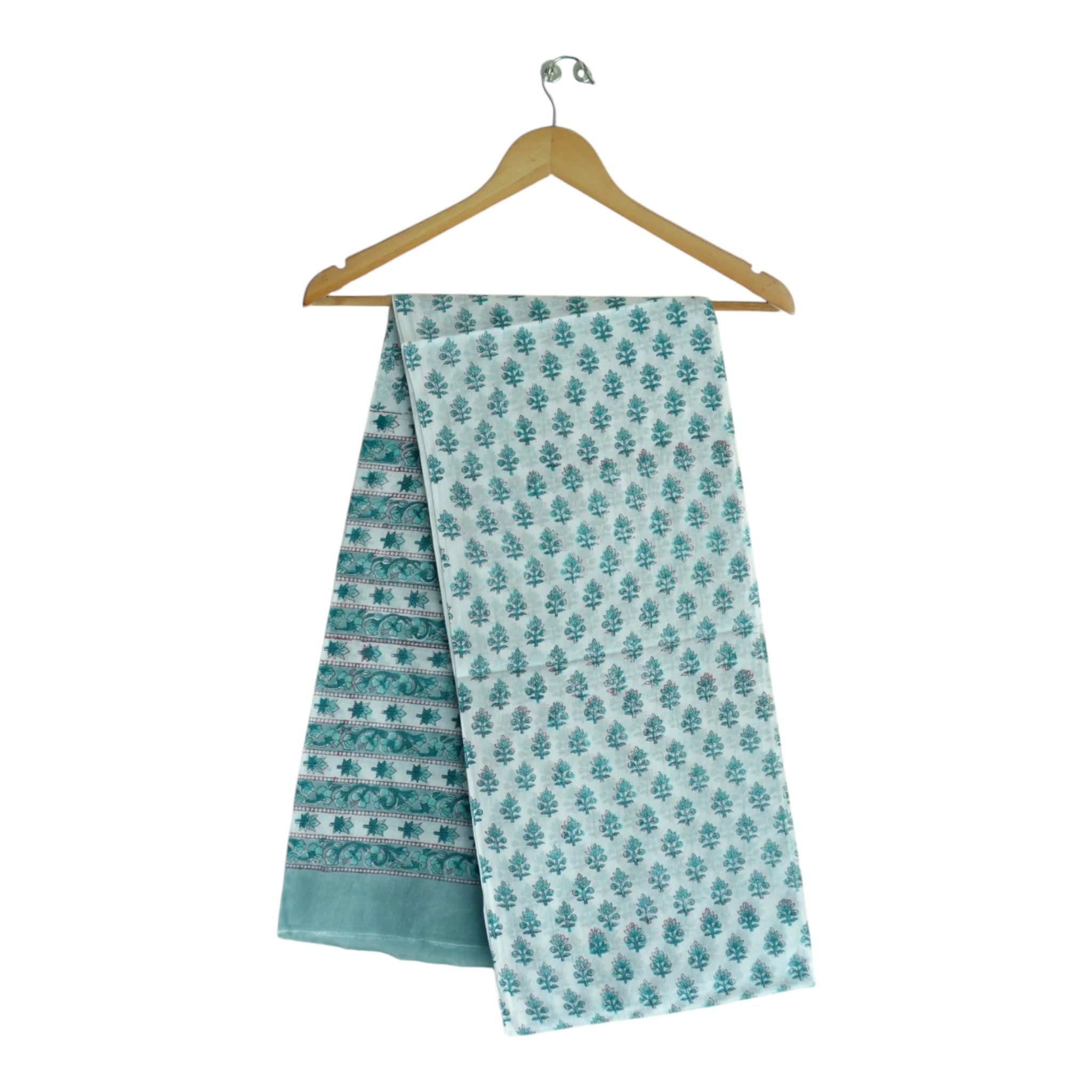 Bagru Hand Block Floral Printed Cotton Mulmul Dupatta