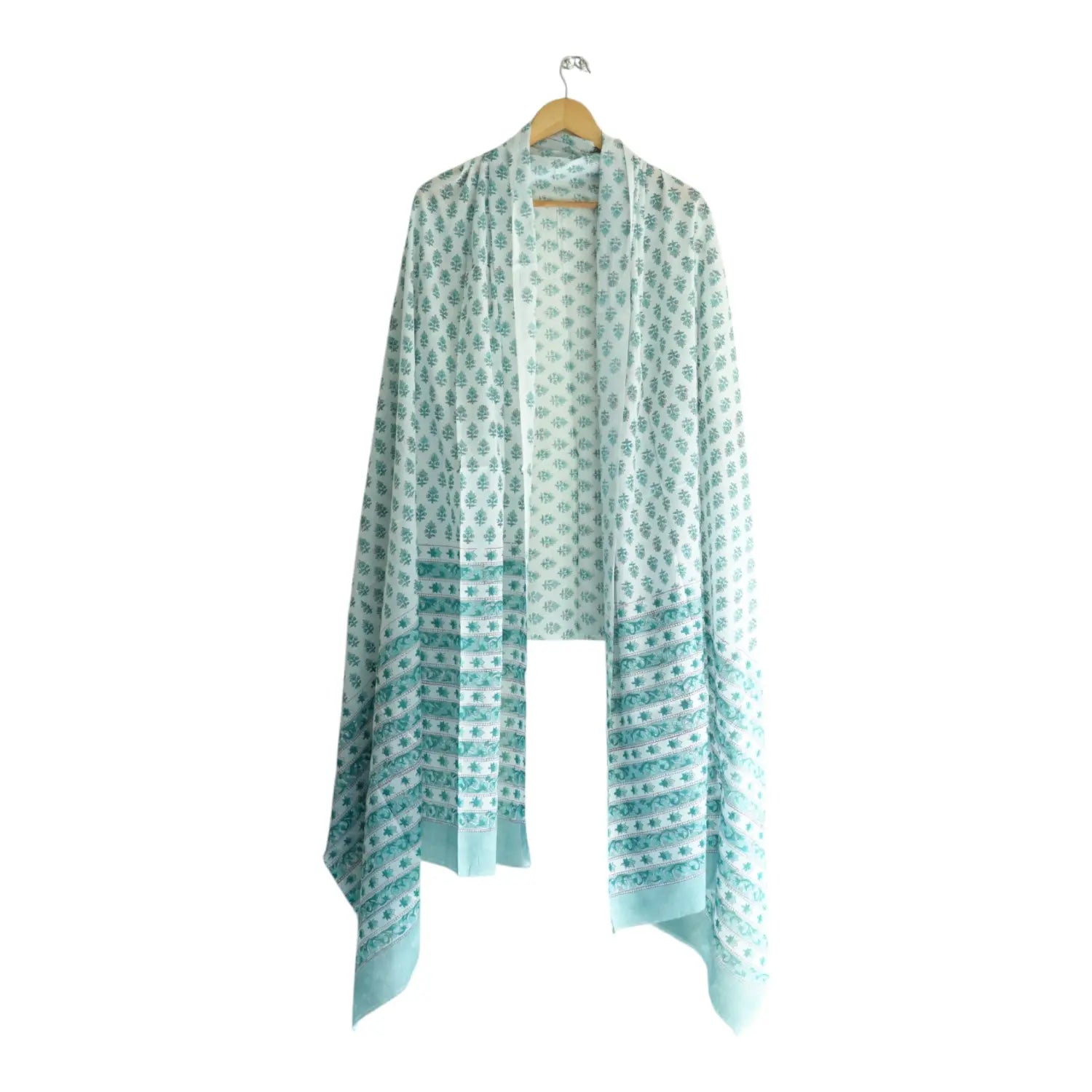 Bagru Hand Block Floral Printed Cotton Mulmul Dupatta