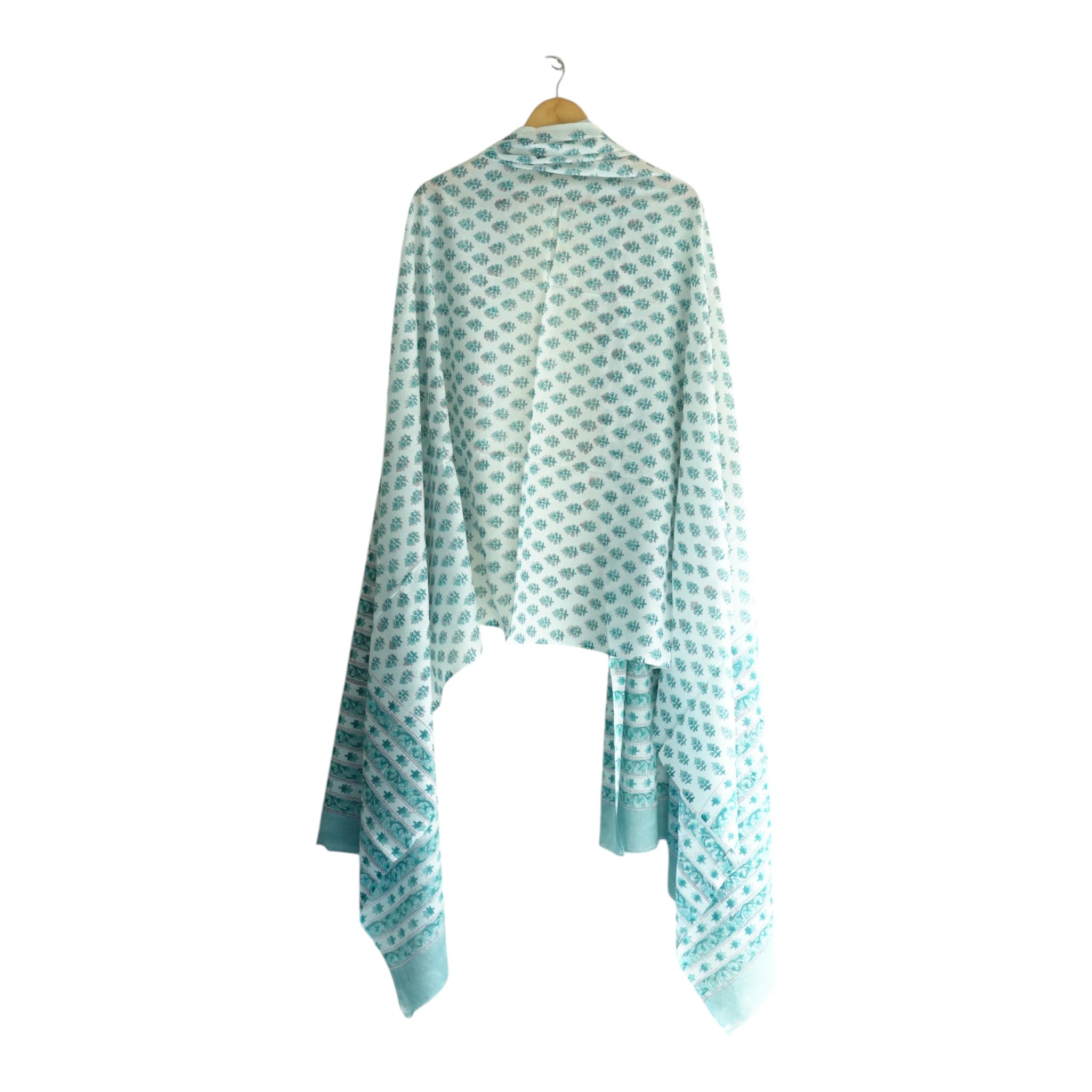 Bagru Hand Block Floral Printed Cotton Mulmul Dupatta