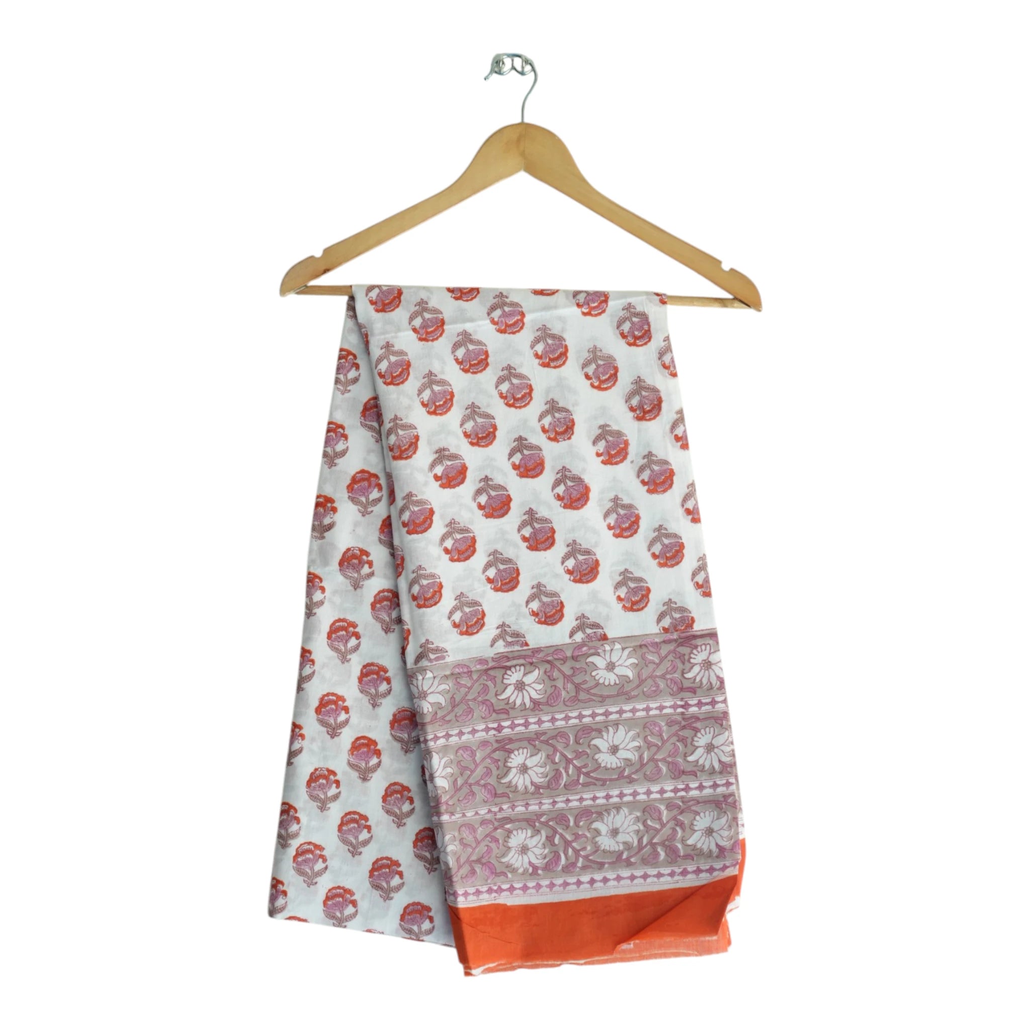 Bagru Hand Block Floral Printed Cotton Mulmul Dupatta