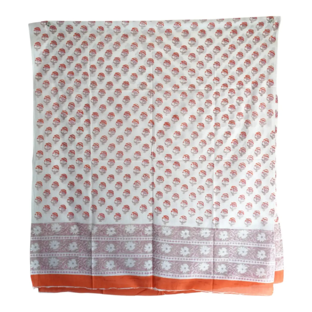 Bagru Hand Block Floral Printed Cotton Mulmul Dupatta