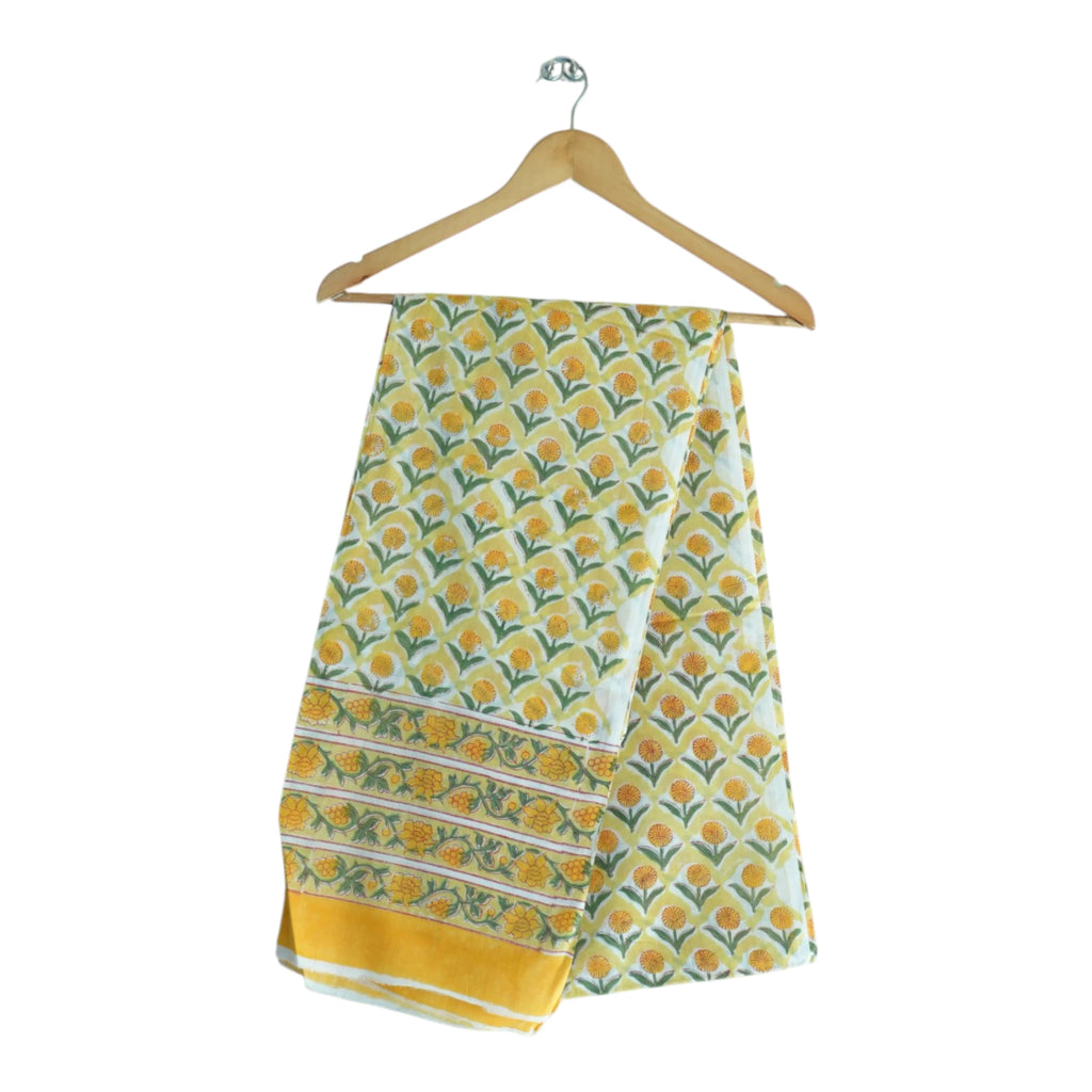 Bagru Hand Block Floral Printed Cotton Mulmul Dupatta