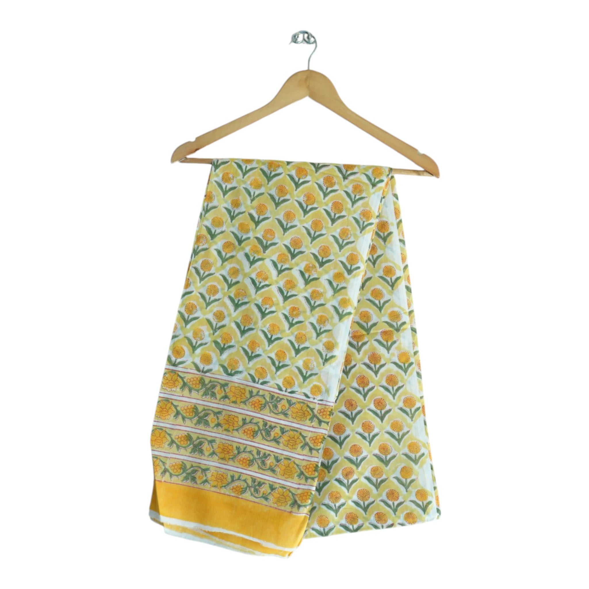 Bagru Hand Block Floral Printed Cotton Mulmul Dupatta