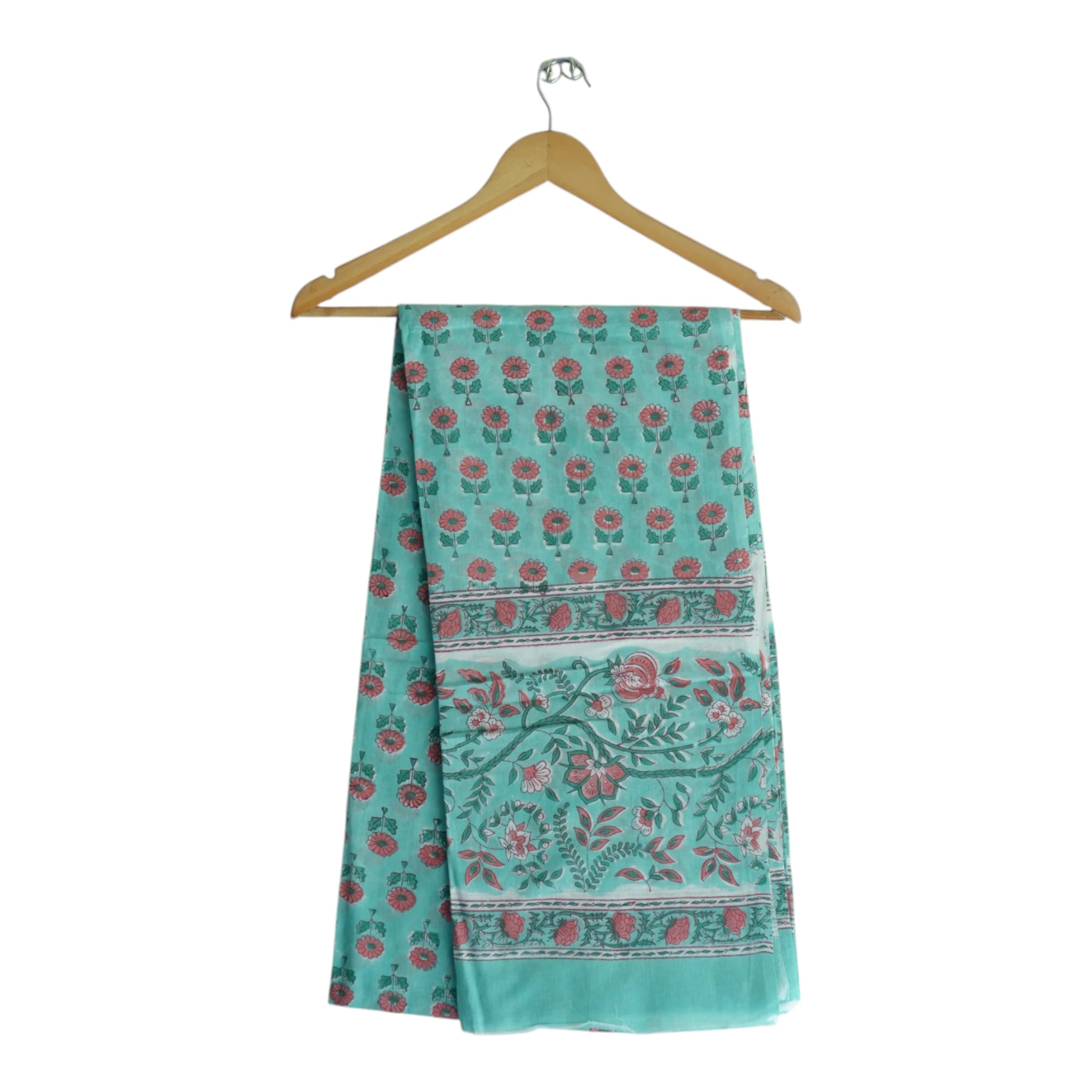 Bagru Hand Block Floral Printed Cotton Mulmul Dupatta