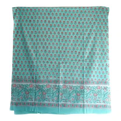 Bagru Hand Block Printed Mulmul Cotton Dupatta – Sage Green Floral
