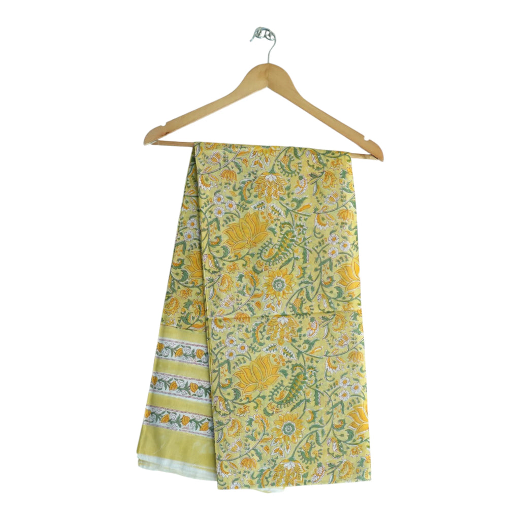 Bagru Hand Block Floral Printed Cotton Mulmul Dupatta