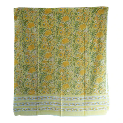 Bagru Hand Block Printed Mulmul Cotton Dupatta – Mustard Yellow Floral