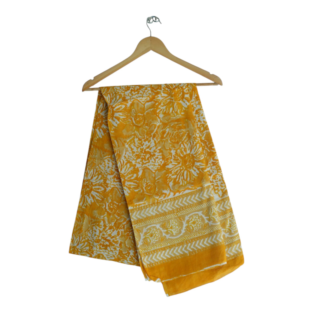 Bagru Hand Block Floral Printed Cotton Mulmul Dupatta