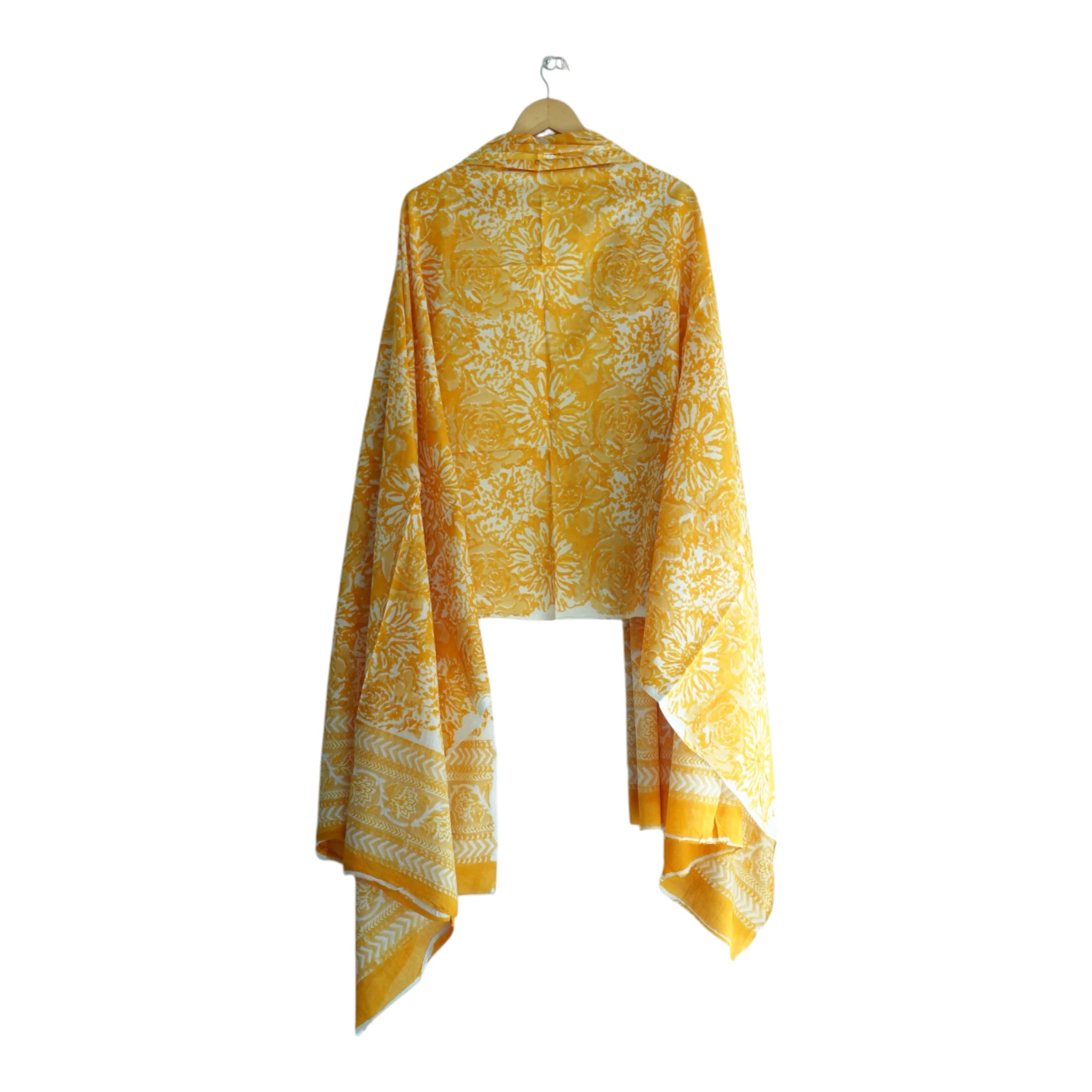 Bagru Hand Block Floral Printed Cotton Mulmul Dupatta