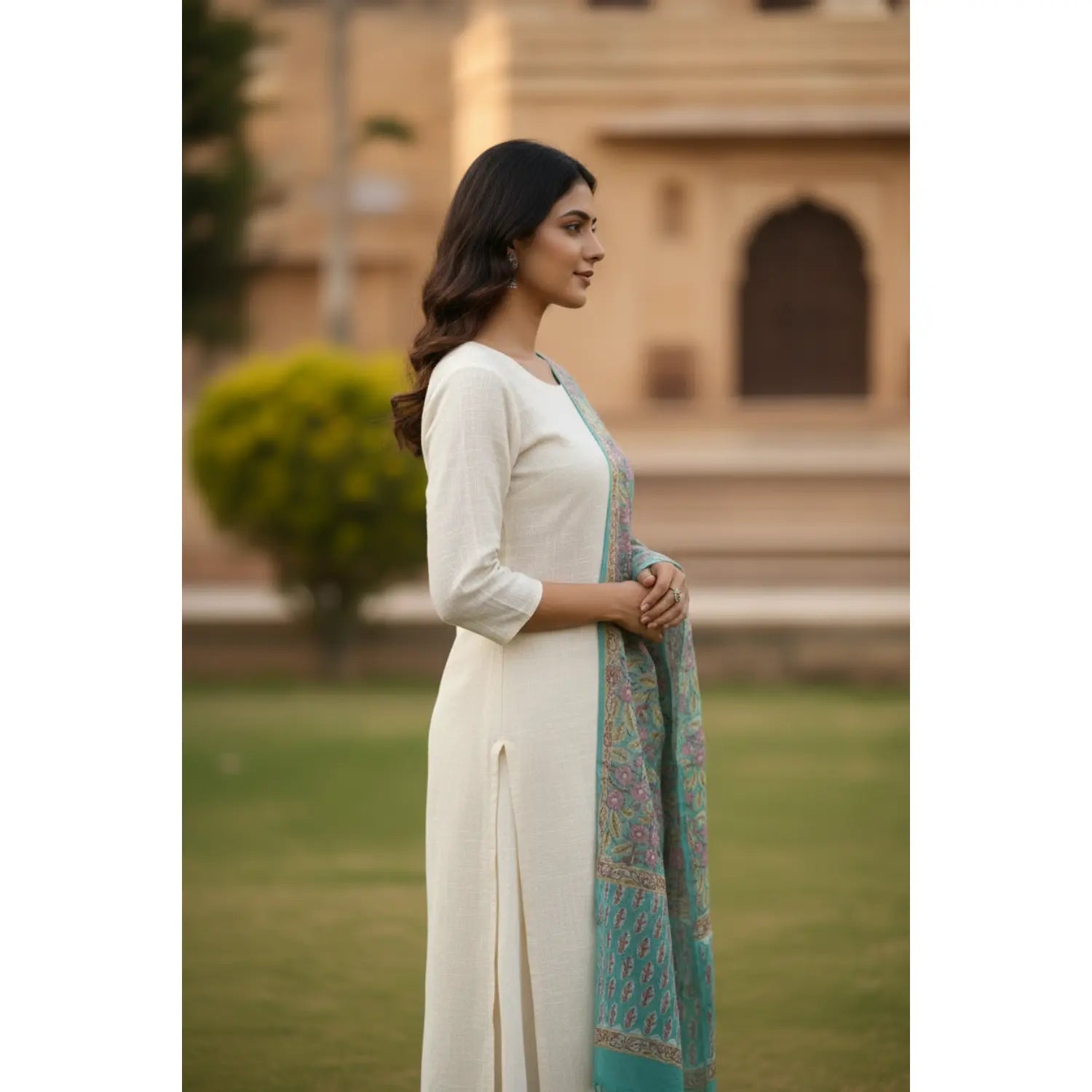 Bagru Hand Block Floral Printed Cotton Mulmul Dupatta