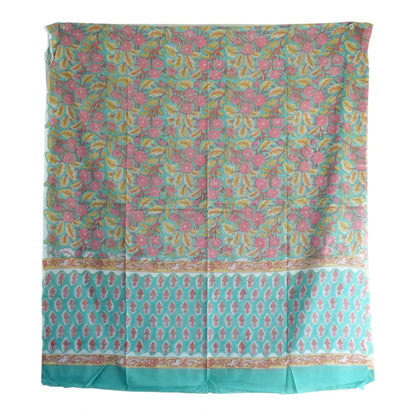 Bagru Hand Block Printed Mulmul Cotton Dupatta – Grey & Pink Floral Jaal