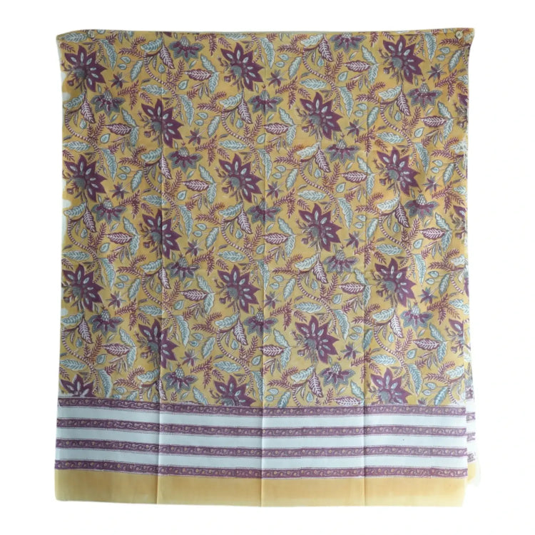 Bagru Hand Block Floral Printed Cotton Mulmul Dupatta