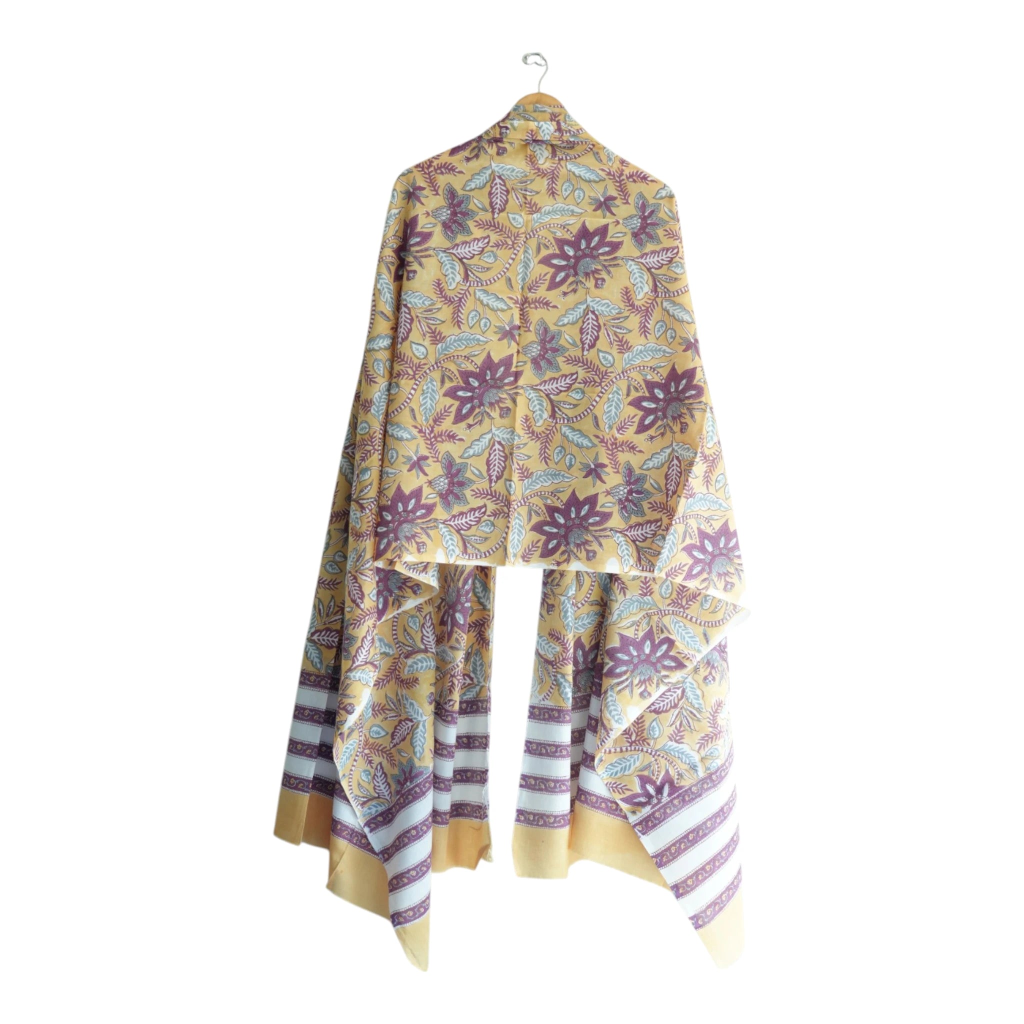 Bagru Hand Block Floral Printed Cotton Mulmul Dupatta