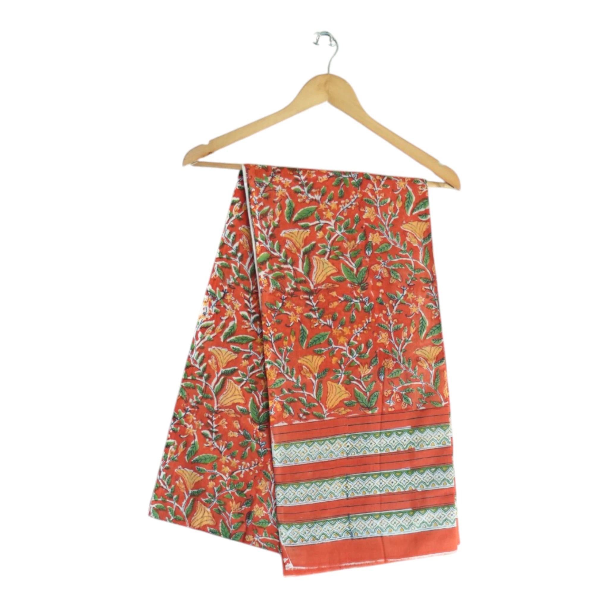 Bagru Hand Block Floral Printed Cotton Mulmul Dupatta