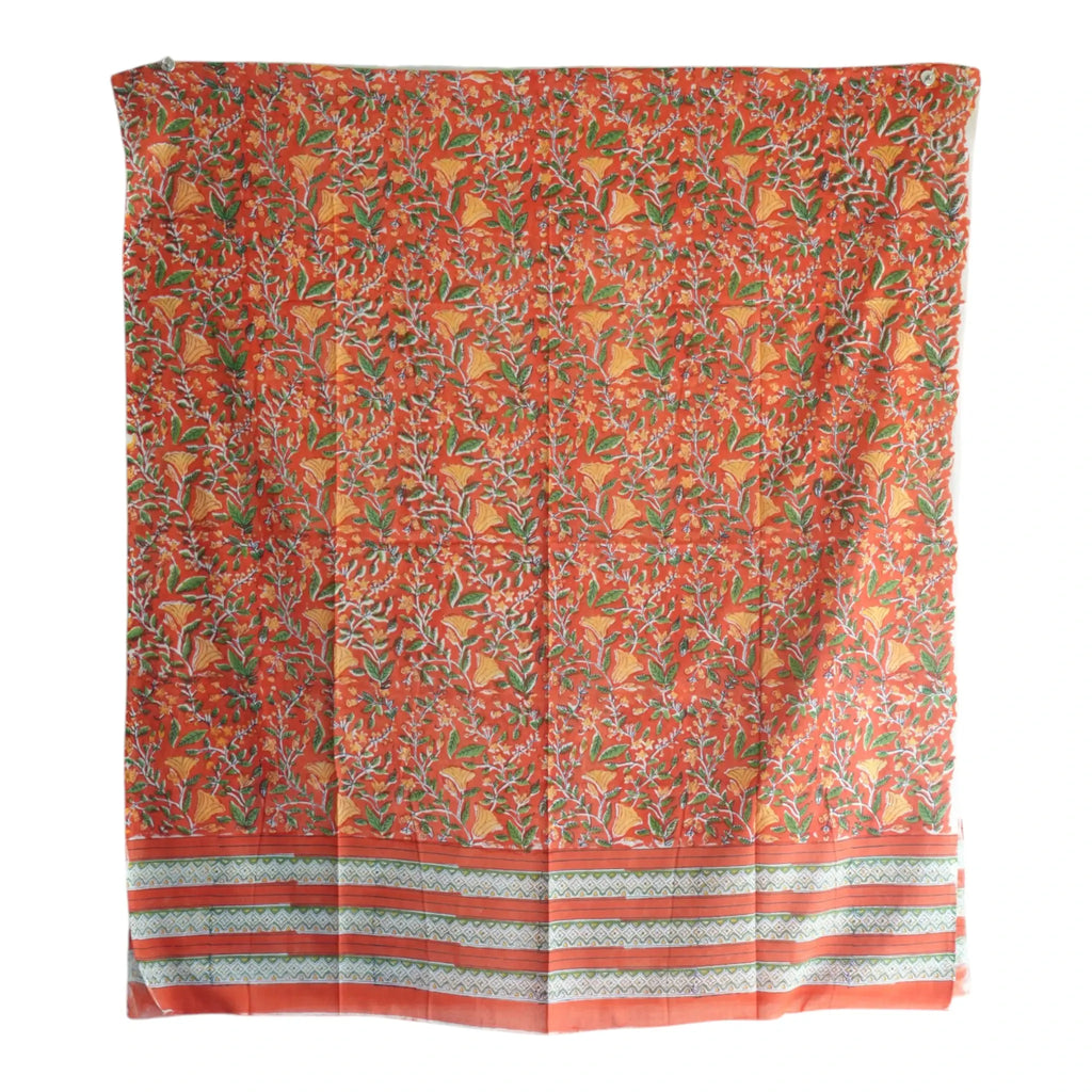 Bagru Hand Block Floral Printed Cotton Mulmul Dupatta