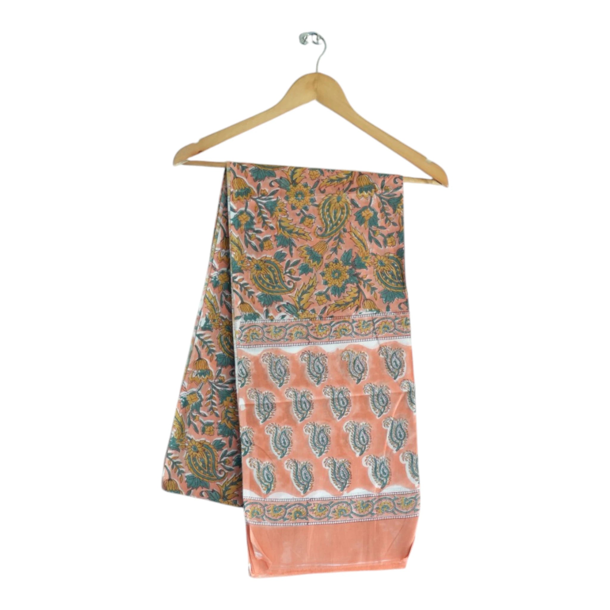 Bagru Hand Block Floral Printed Cotton Mulmul Dupatta