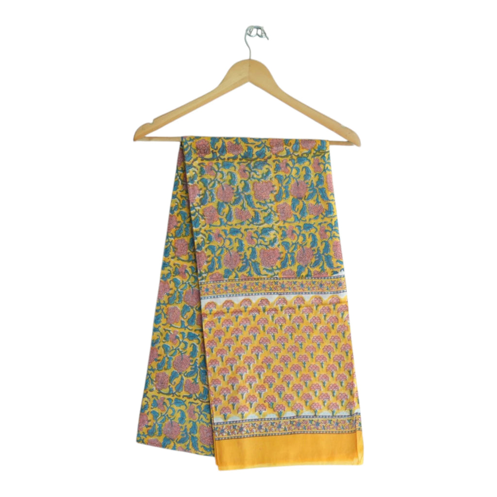 Bagru Hand Block Floral Printed Cotton Mulmul Dupatta