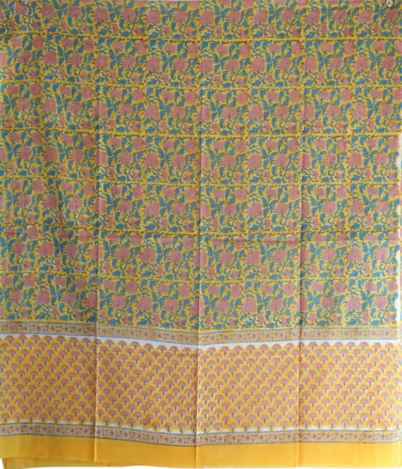 Bagru Hand Block Floral Printed Cotton Mulmul Dupatta