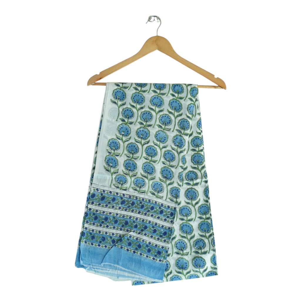 Bagru Hand Block Floral Printed Cotton Mulmul Dupatta