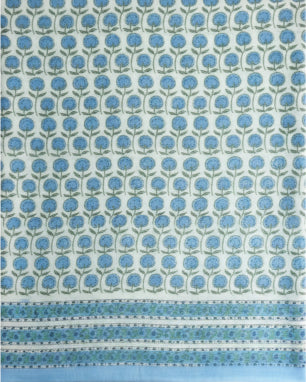 Bagru Hand Block Floral Printed Cotton Mulmul Dupatta