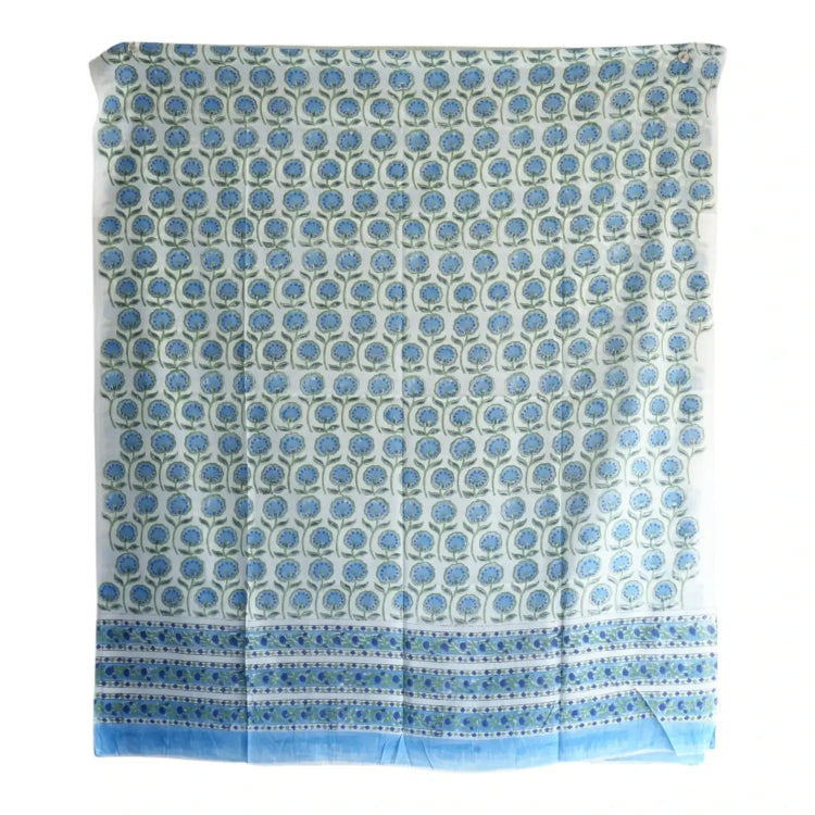 Bagru Hand Block Floral Printed Cotton Mulmul Dupatta