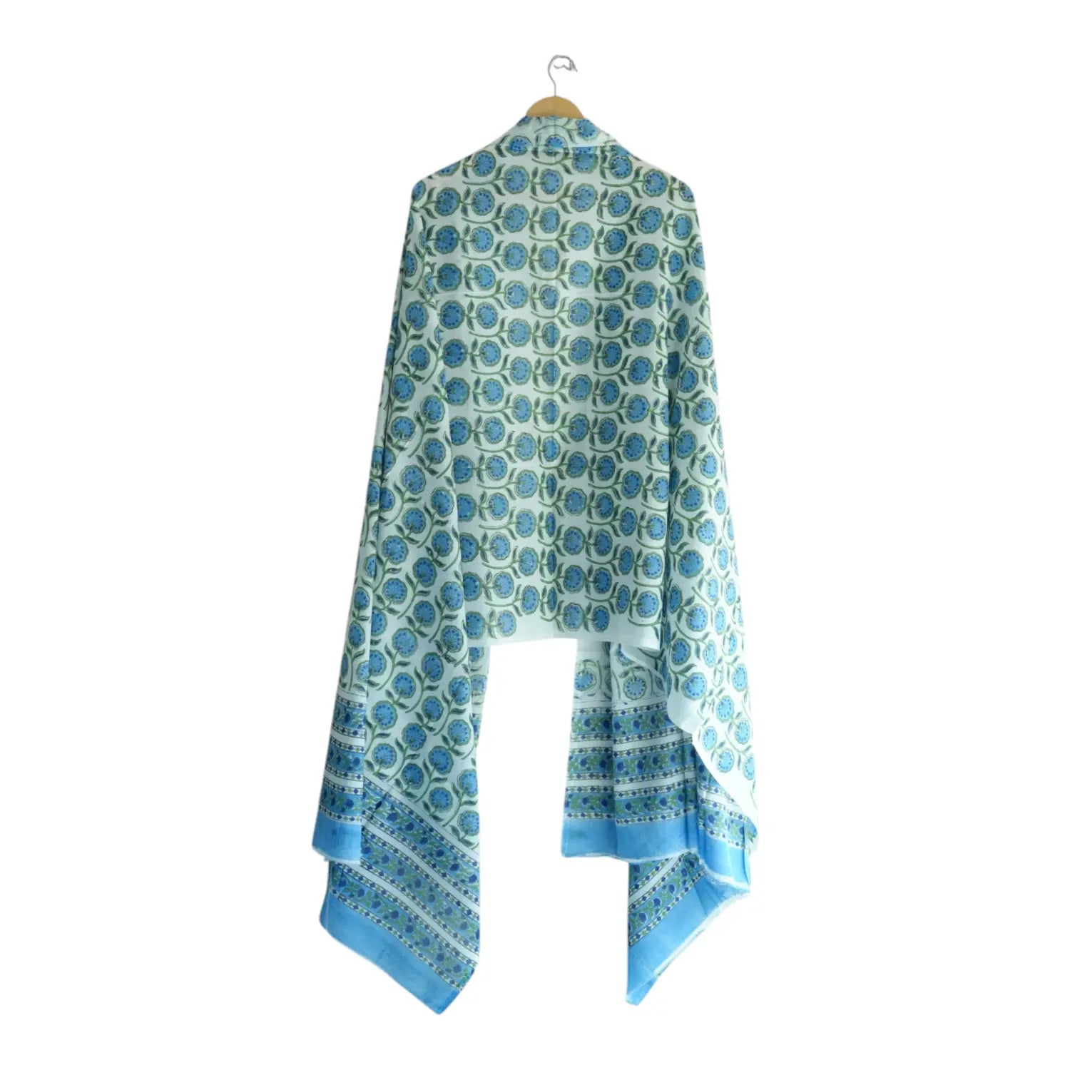 Bagru Hand Block Floral Printed Cotton Mulmul Dupatta