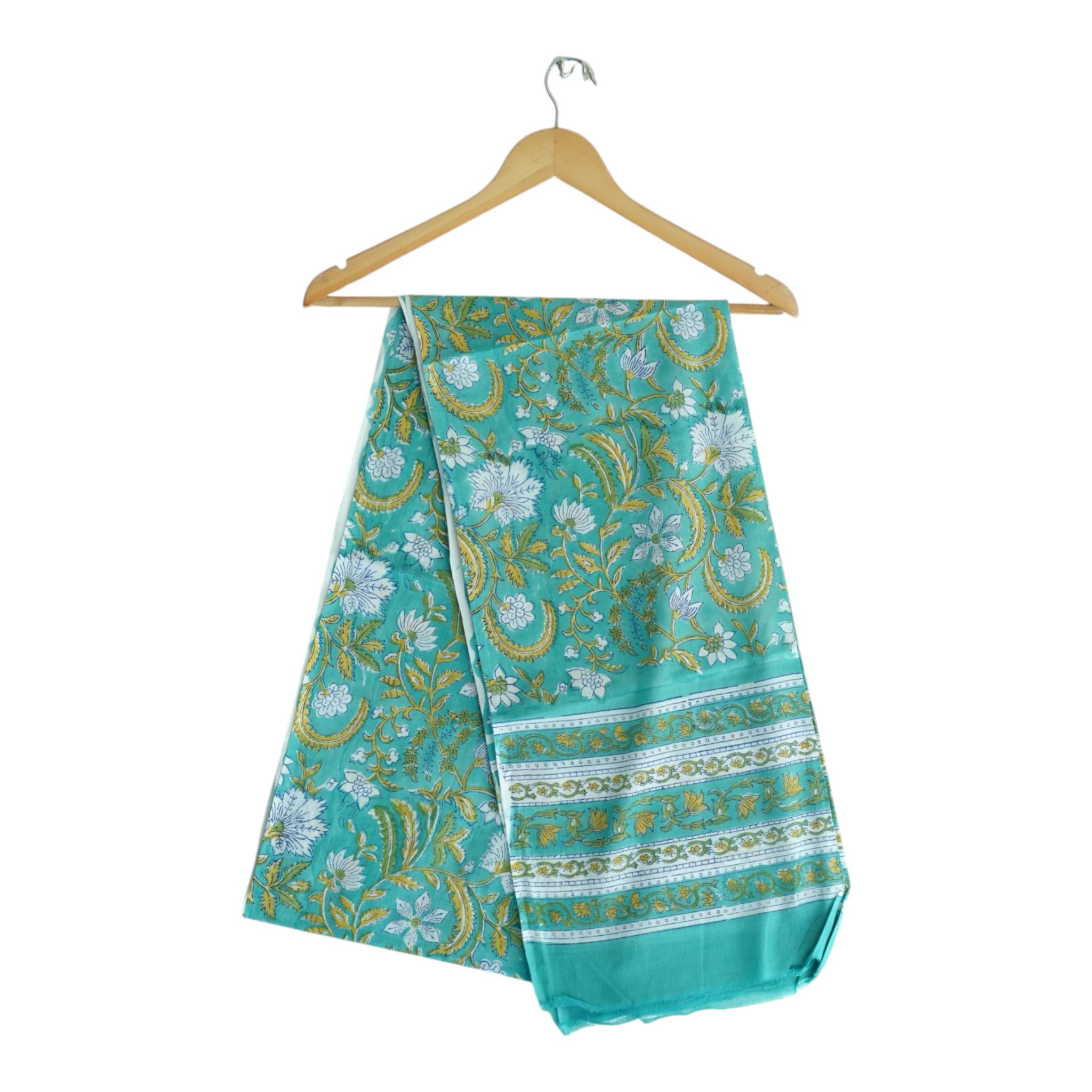 Bagru Hand Block Floral Printed Cotton Mulmul Dupatta