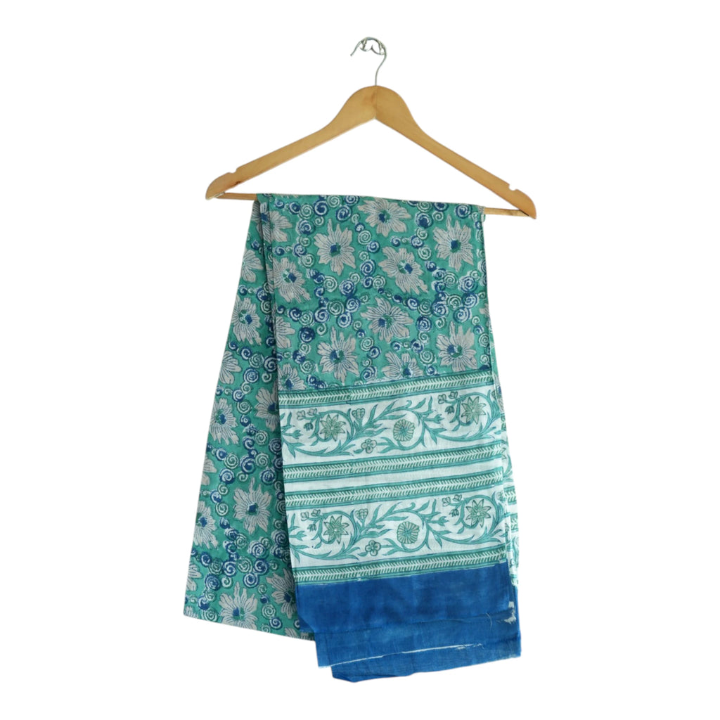 Bagru Hand Block Floral Printed Cotton Mulmul Dupatta