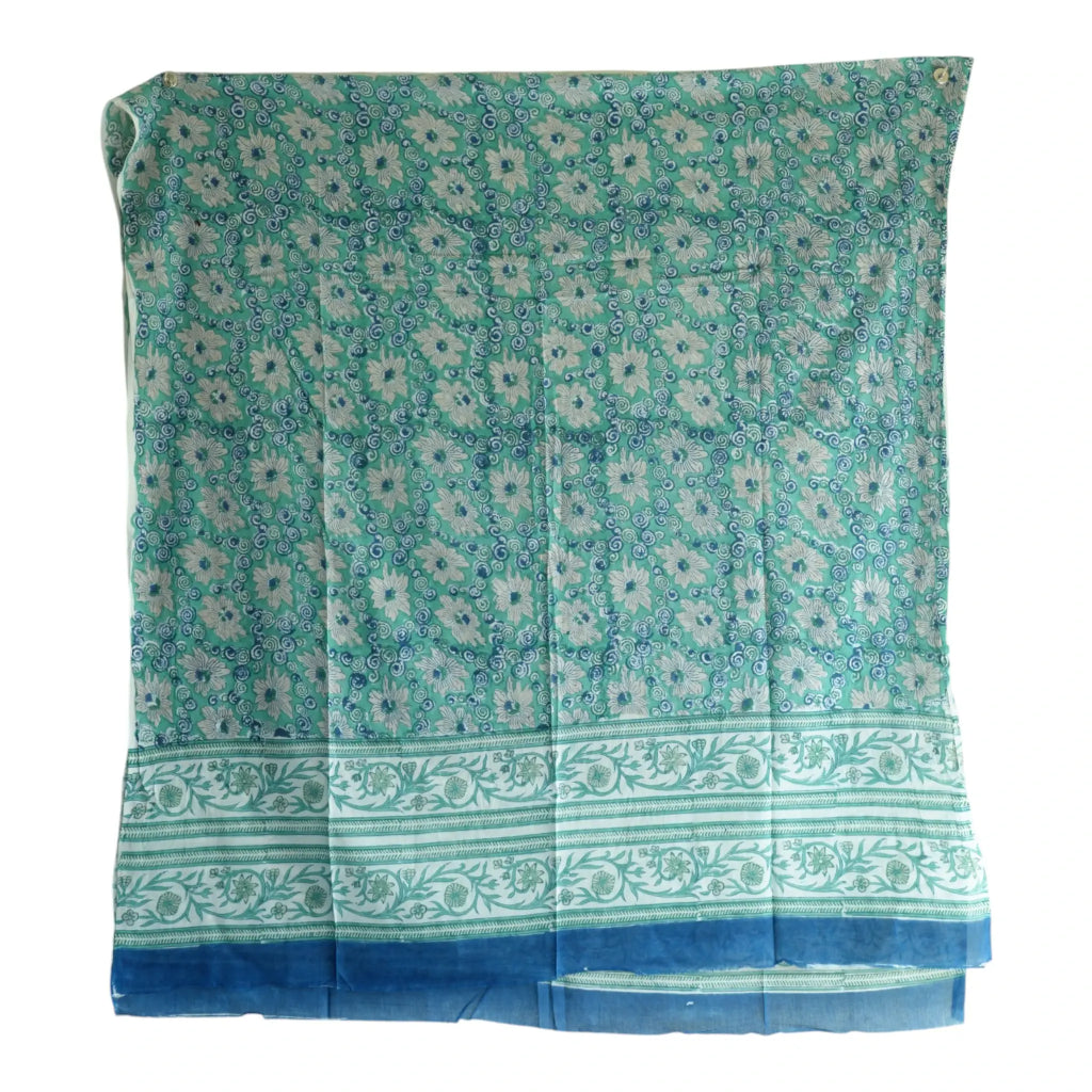 Bagru Hand Block Floral Printed Cotton Mulmul Dupatta