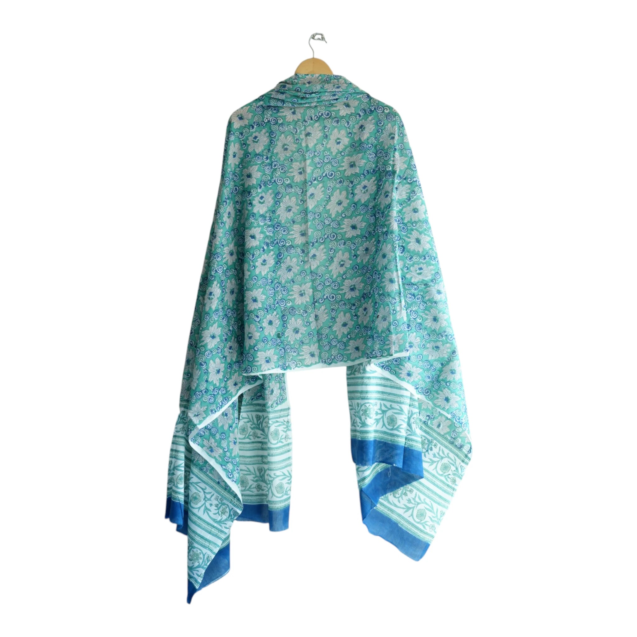 Bagru Hand Block Floral Printed Cotton Mulmul Dupatta