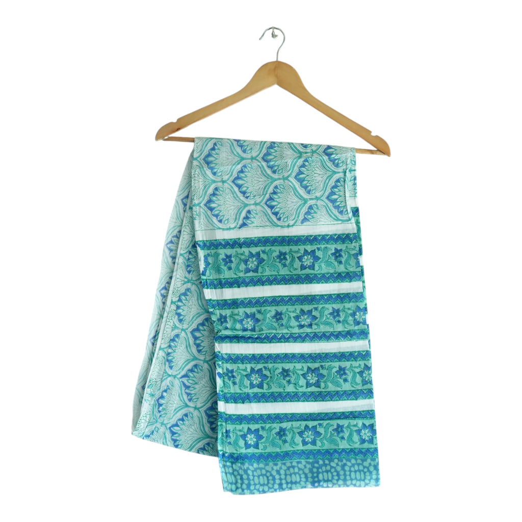 Bagru Hand Block Floral Printed Cotton Mulmul Dupatta