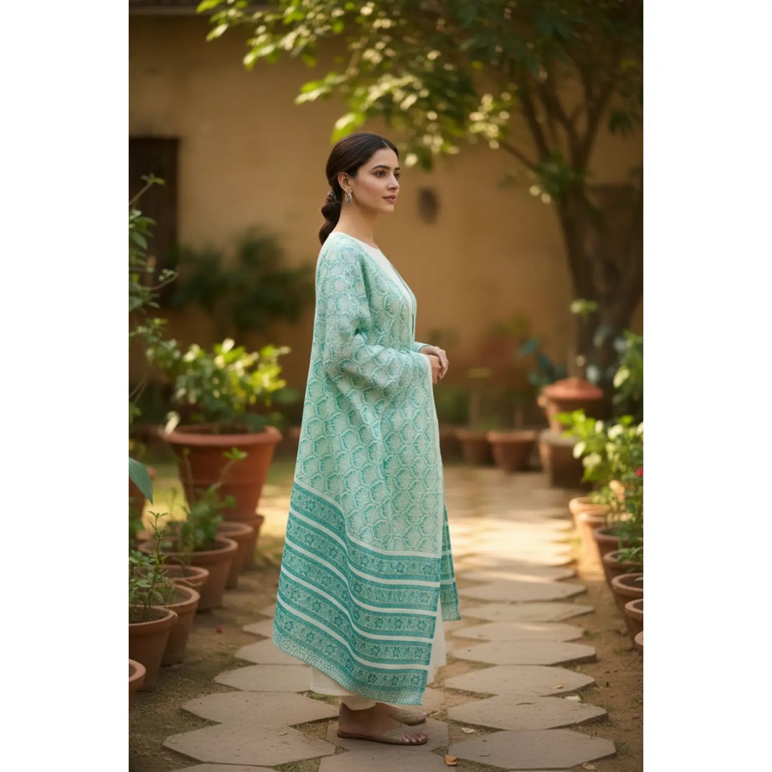 Bagru Hand Block Floral Printed Cotton Mulmul Dupatta
