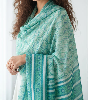 Bagru Hand Block Floral Printed Cotton Mulmul Dupatta