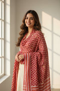 Bagru Hand Block Floral Printed Cotton Mulmul Dupatta