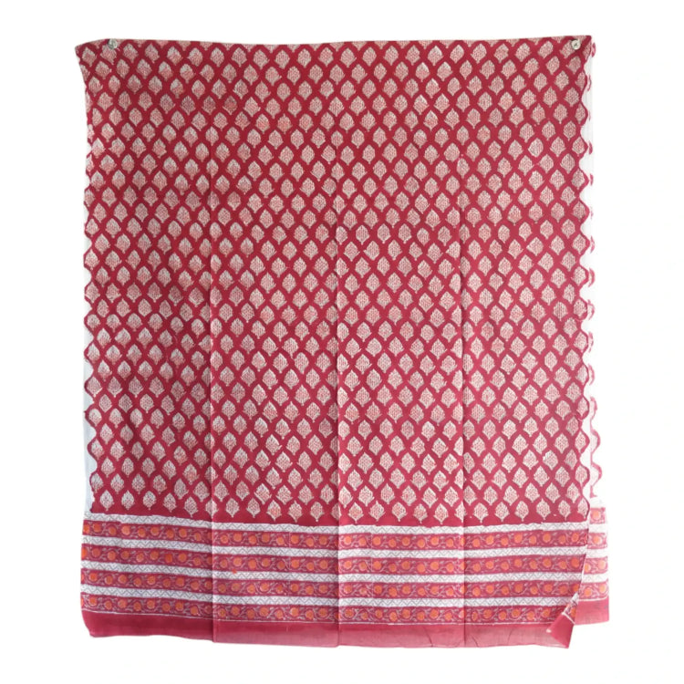 Bagru Hand Block Floral Printed Cotton Mulmul Dupatta