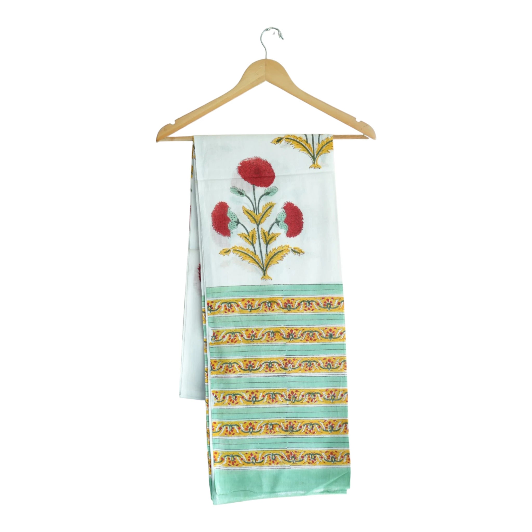 Bagru Hand Block Floral Printed Cotton Mulmul Dupatta