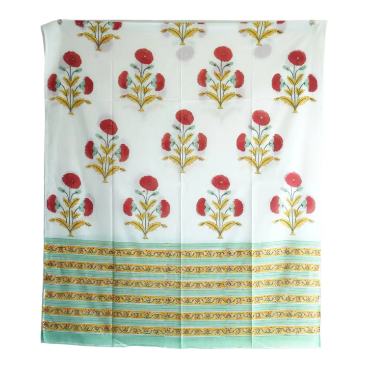 Bagru Hand Block Floral Printed Cotton Mulmul Dupatta