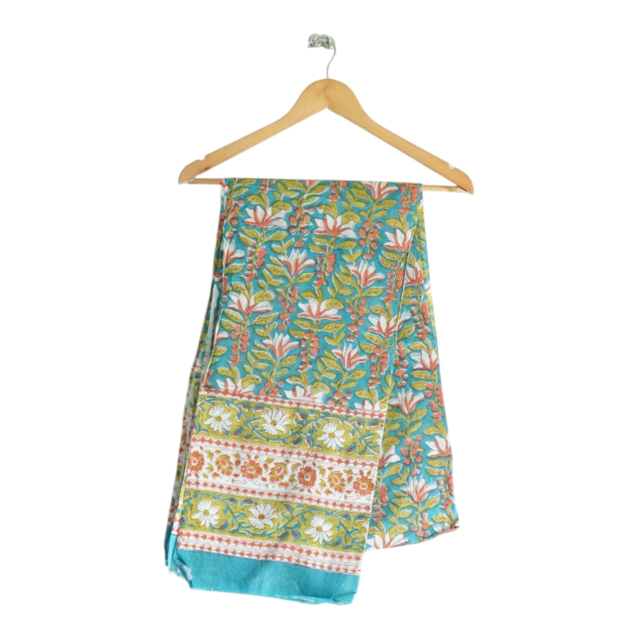Bagru Hand Block Floral Printed Cotton Mulmul Dupatta