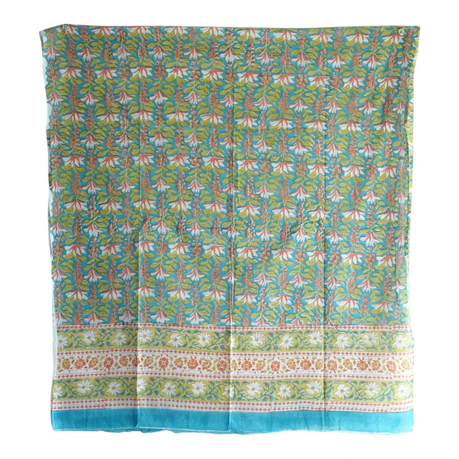 Bagru Hand Block Floral Printed Cotton Mulmul Dupatta