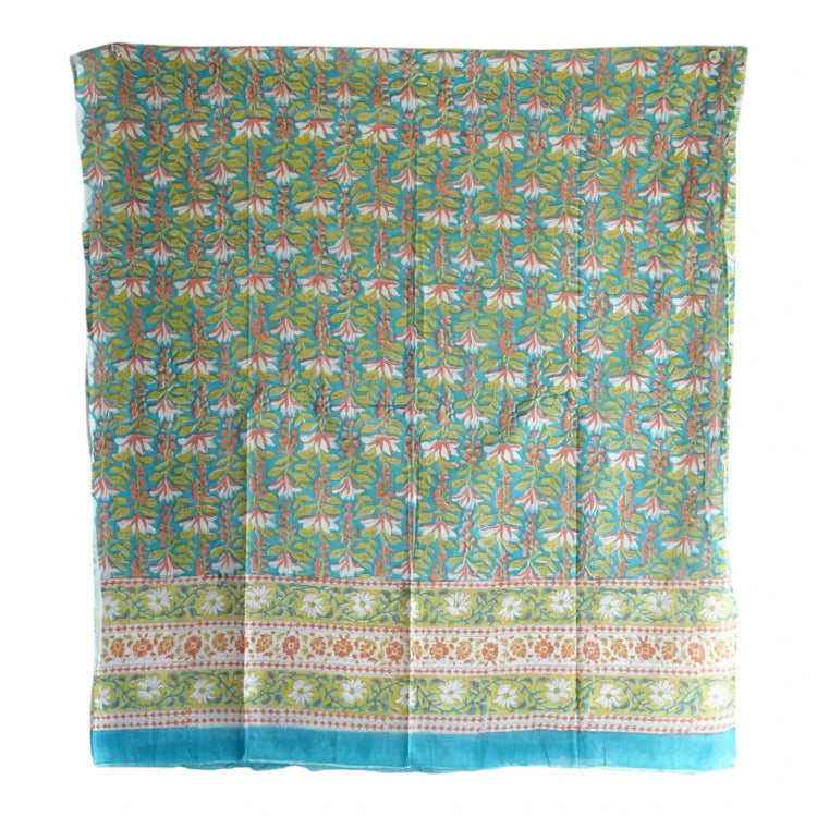 Bagru Hand Block Floral Printed Cotton Mulmul Dupatta