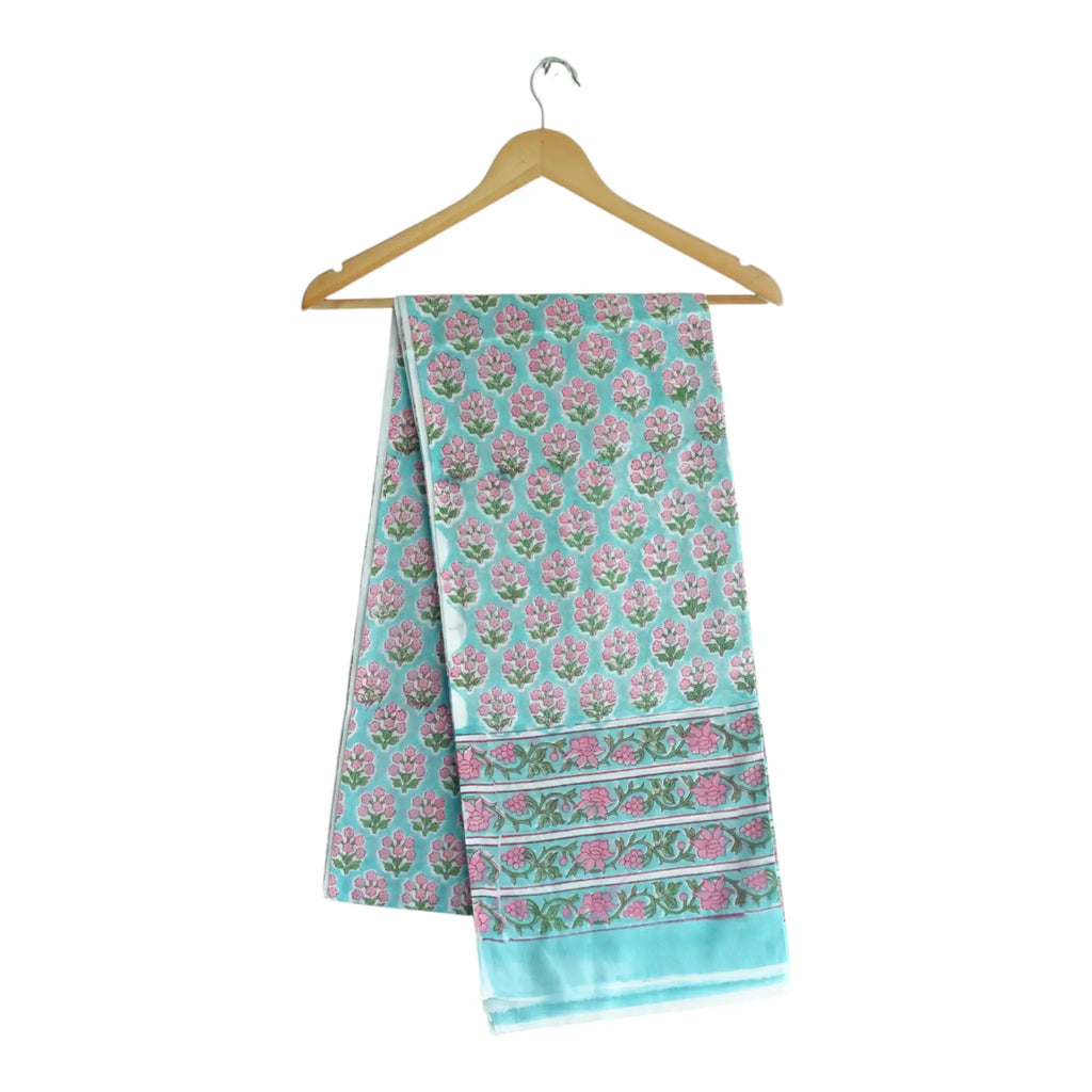 Bagru Hand Block Floral Printed Cotton Mulmul Dupatta