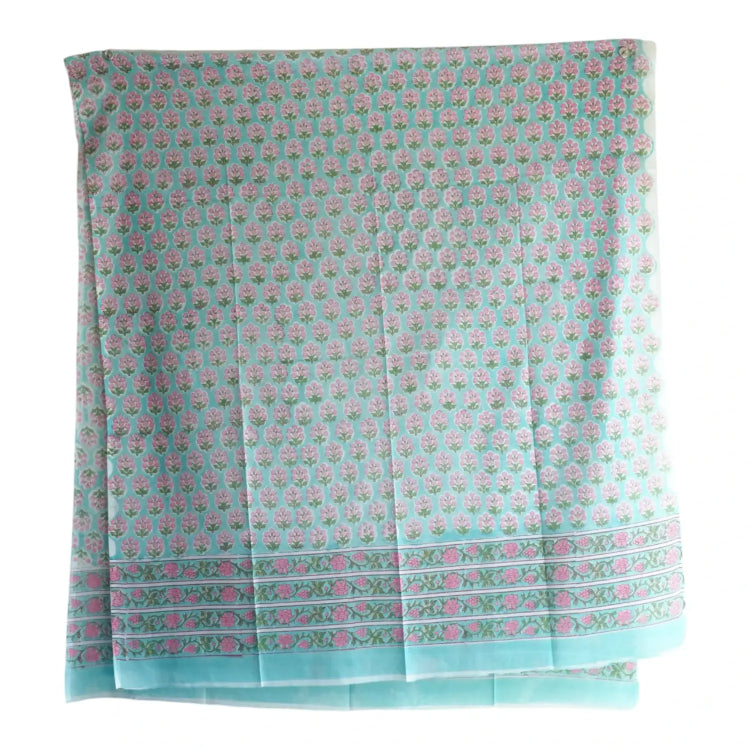 Bagru Hand Block Floral Printed Cotton Mulmul Dupatta