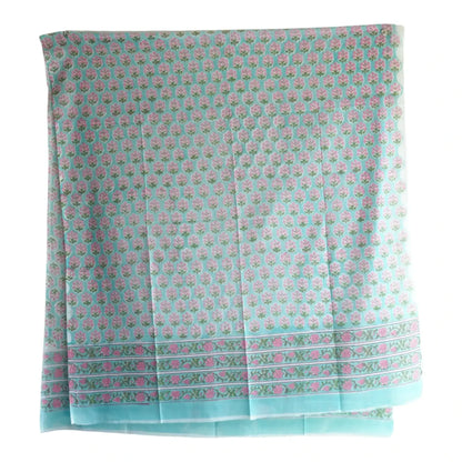 Bagru Hand Block Printed Mulmul Cotton Dupatta – Pale Sage Floral Buti