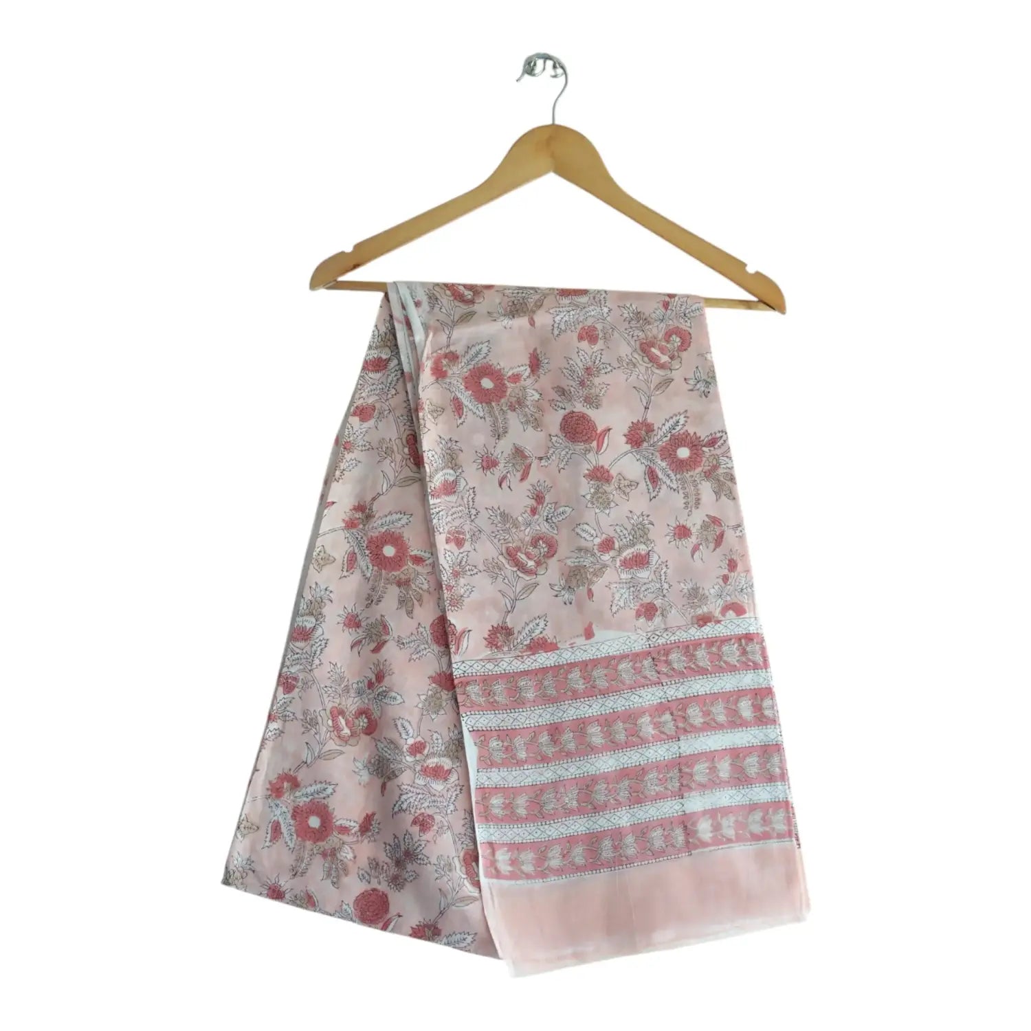 Bagru Hand Block Floral Printed Cotton Mulmul Dupatta