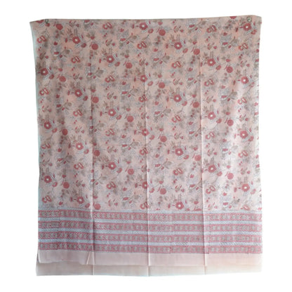 Bagru Hand Block Floral Printed Cotton Mulmul Dupatta