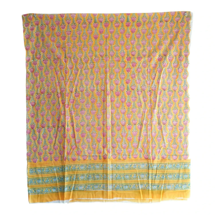 Bagru Hand Block Floral Printed Cotton Mulmul Dupatta