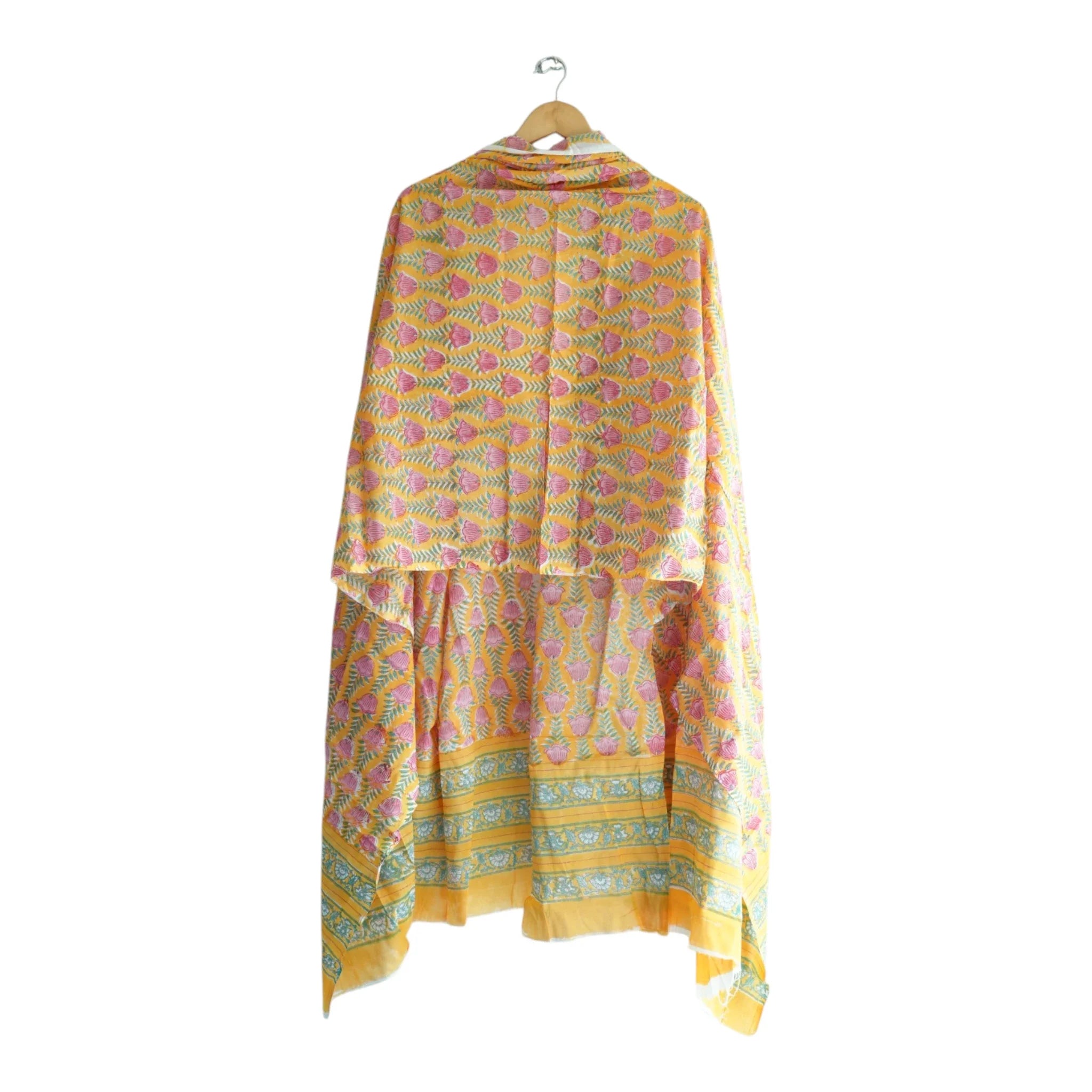 Bagru Hand Block Floral Printed Cotton Mulmul Dupatta