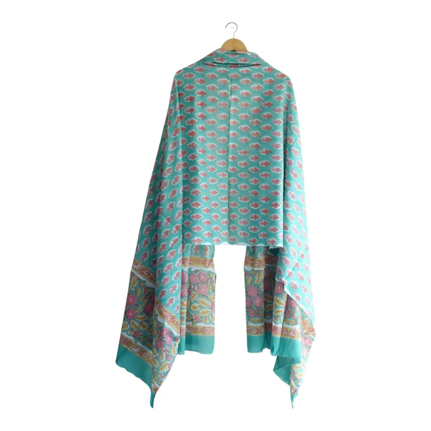 Bagru Hand Block Floral Printed Cotton Mulmul Dupatta